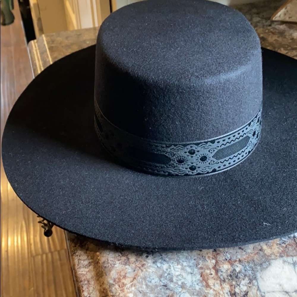Lack Of Color Black Felt Wide-Brim Rancher Hat